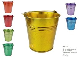 Zinc bucket metalic color 11 cm diameter.