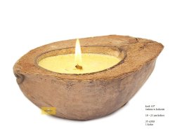 CANDLE IN COCO SHELL 18-23 CM LEMON COLOR 