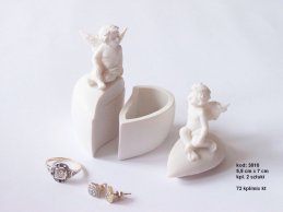 RING BOX SET/2 WITH ANGELS ON TOP 7.5 CM 