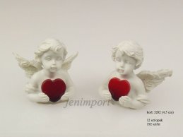 ANGELS 4,5 CM BUST WITH RED HEART SET 2 