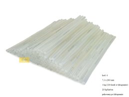Glue stick clear transparnet 7,3 mm x 200 mm in pb 1 kg (126 pc)
