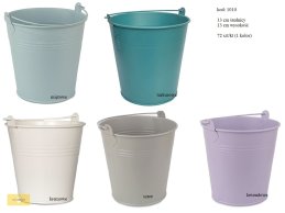 Wiaderko ocynk matowe kolorowe 13 cm średnicy 3 linie wytłoczenie 