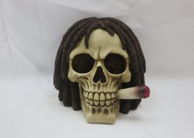 SKULL MONEY BANK WITH CIGAR 15,8 CM