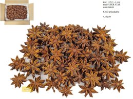 ANYŻ 3-4 cm GWIAZDKI SUPER STAR 100 % CAŁE GWIAZDKI Z NASIONAMI 9,1 kg/karton, około 5000 sztuk gwiazdek
