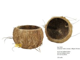 ŁUPINA KOKOSA CZESANA Z WŁOSEM 10 cm średnica zewnętrzna, 8 cm średnica otworu.