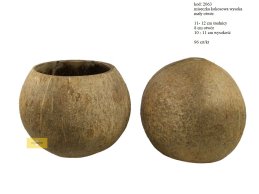 ŁUPINA KOKOSA PEŁNA Z OTWOREM  11 - 12 cm średnica zewnętrzna  , 8 cm średnica otworu, 10 - 11 cm wysokość