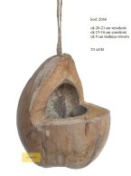 ŁUPINA KOKOSA DO POWIESZENIA DONICZKA NA KWIATEK 21 cm długości, 16 cm szerokości, 9 cm średnica otworu.