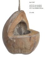 ŁUPINA KOKOSA DO POWIESZENIA DONICZKA NA KWIATEK 23 cm długości, 18 cm szerokości, 11 cm średnica otworu.