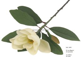 MAGNOLIA 83 cm długość, 25 cm duży kwiat, biało kremowa jak żywa 